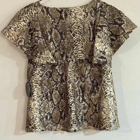 NWT Anthropologie Eva Franco Willow Snakeskin Print Lace Flutter Sleeve Top XS - Picture 8 of 10